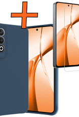 Nomfy Hoesje Geschikt voor OnePlus Nord CE4 Hoesje Siliconen Case Hoes Met Screenprotector - Hoes Geschikt voor OnePlus Nord CE4 Hoes Cover Case - Donkerblauw