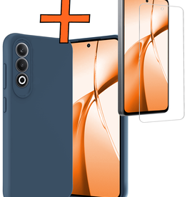 Nomfy Nomfy OnePlus Nord CE4 Hoesje Siliconen Met Screenprotector - Donkerblauw
