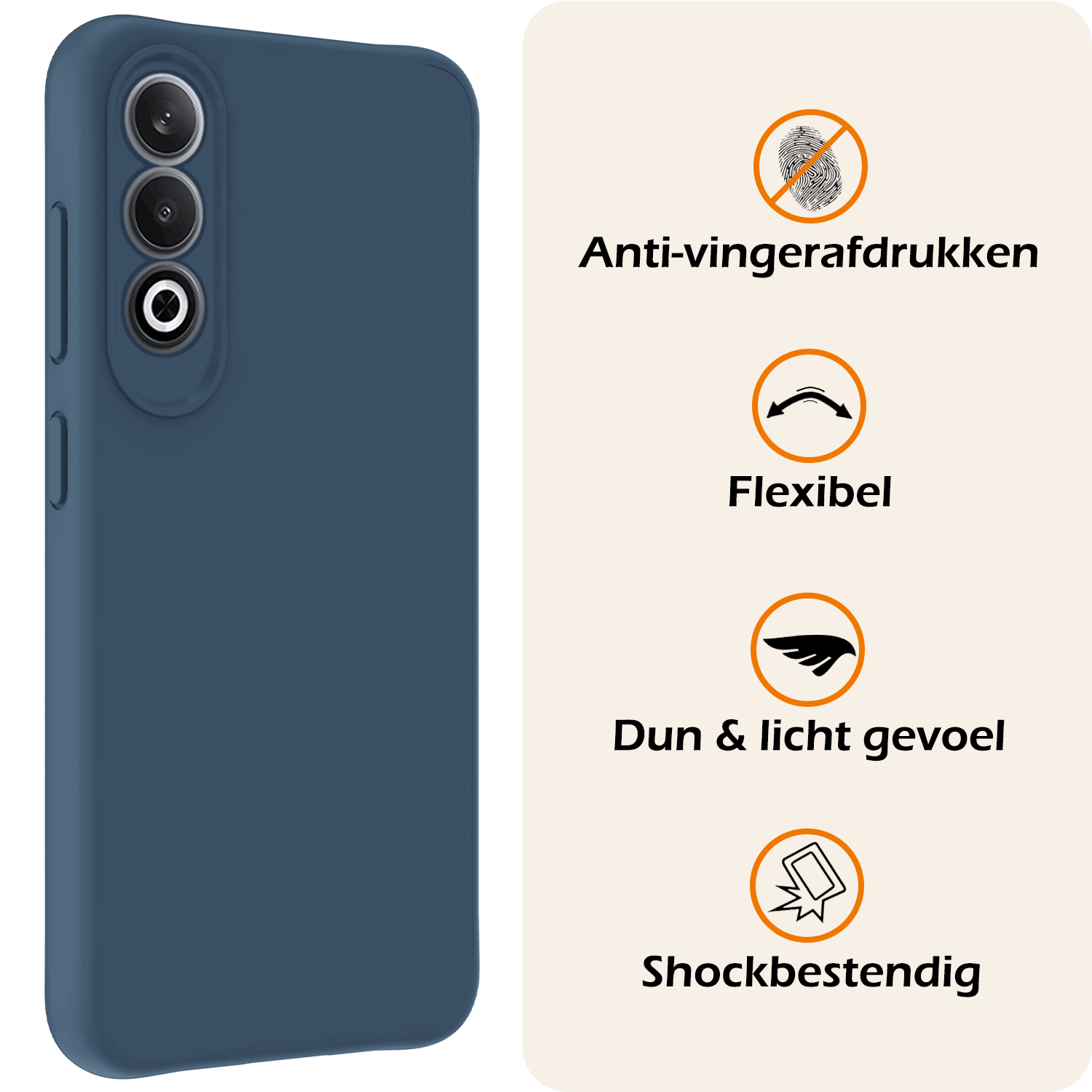 Nomfy Hoesje Geschikt voor OnePlus Nord CE4 Hoesje Siliconen Case Hoes Met Screenprotector - Hoes Geschikt voor OnePlus Nord CE4 Hoes Cover Case - Donkerblauw