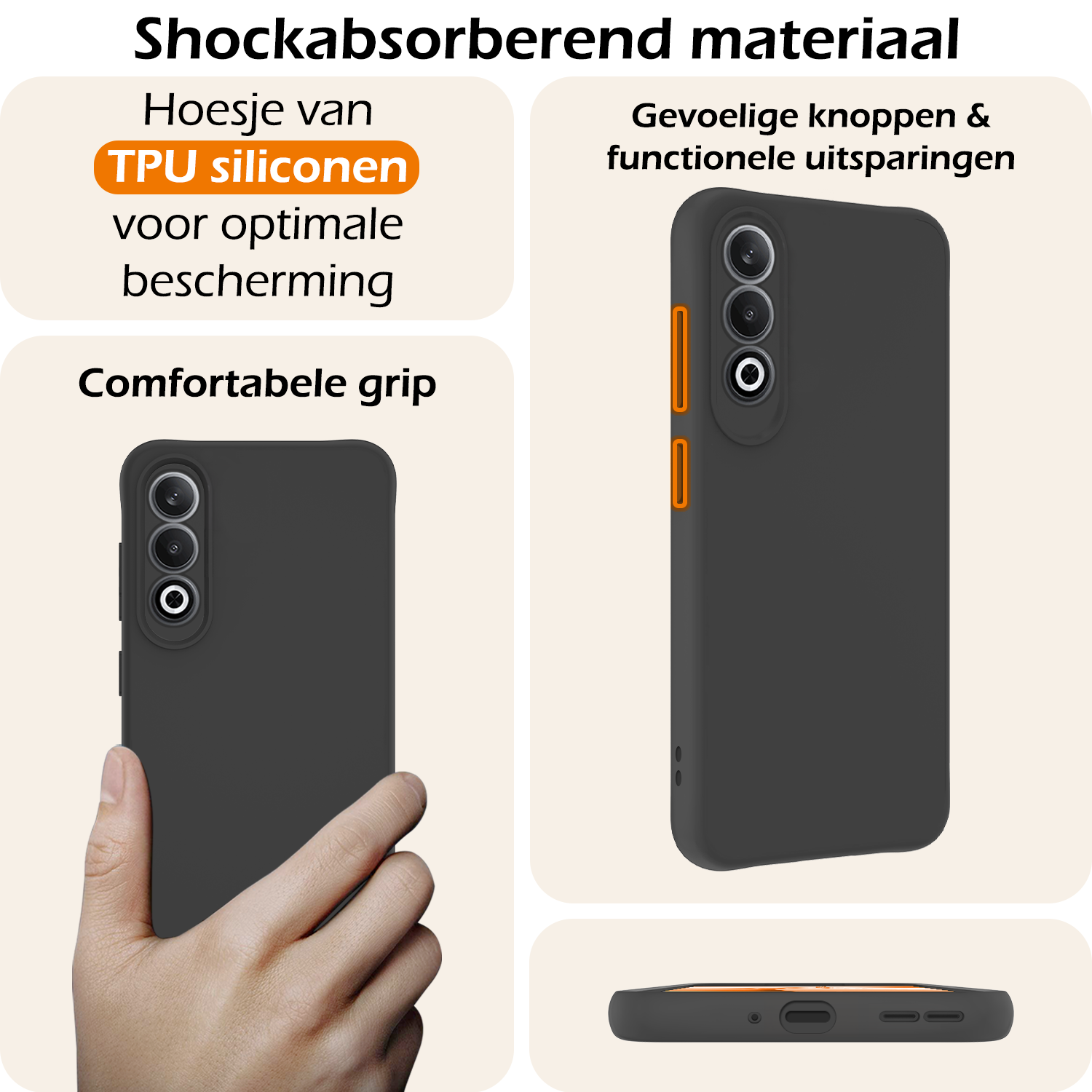 Nomfy Hoesje Geschikt voor OnePlus Nord CE4 Hoesje Siliconen Case Hoes - Hoes Geschikt voor OnePlus Nord CE4 Hoes Cover Case - Zwart - 2 PACK
