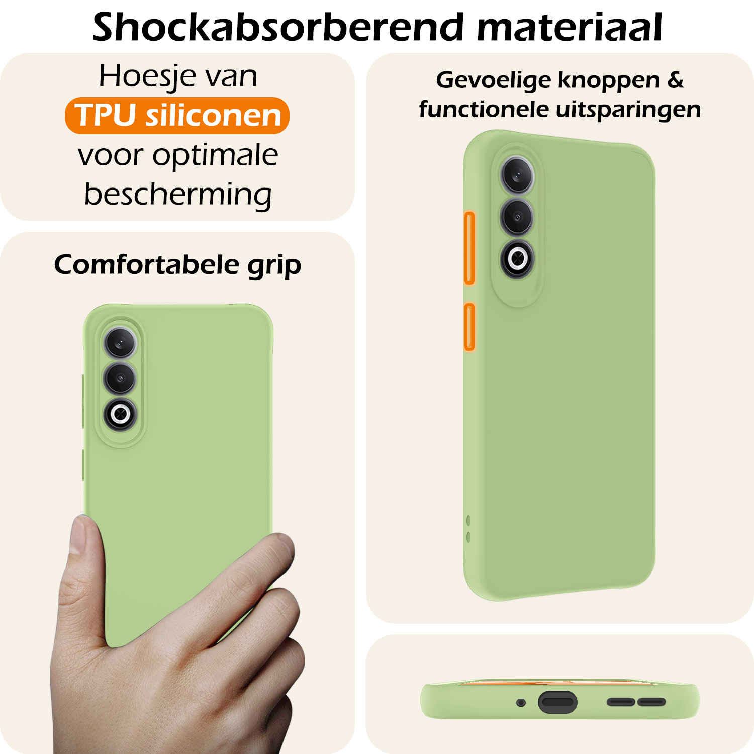 Nomfy Hoesje Geschikt voor OnePlus Nord CE4 Hoesje Siliconen Case Hoes - Hoes Geschikt voor OnePlus Nord CE4 Hoes Cover Case - Groen - 2 PACK