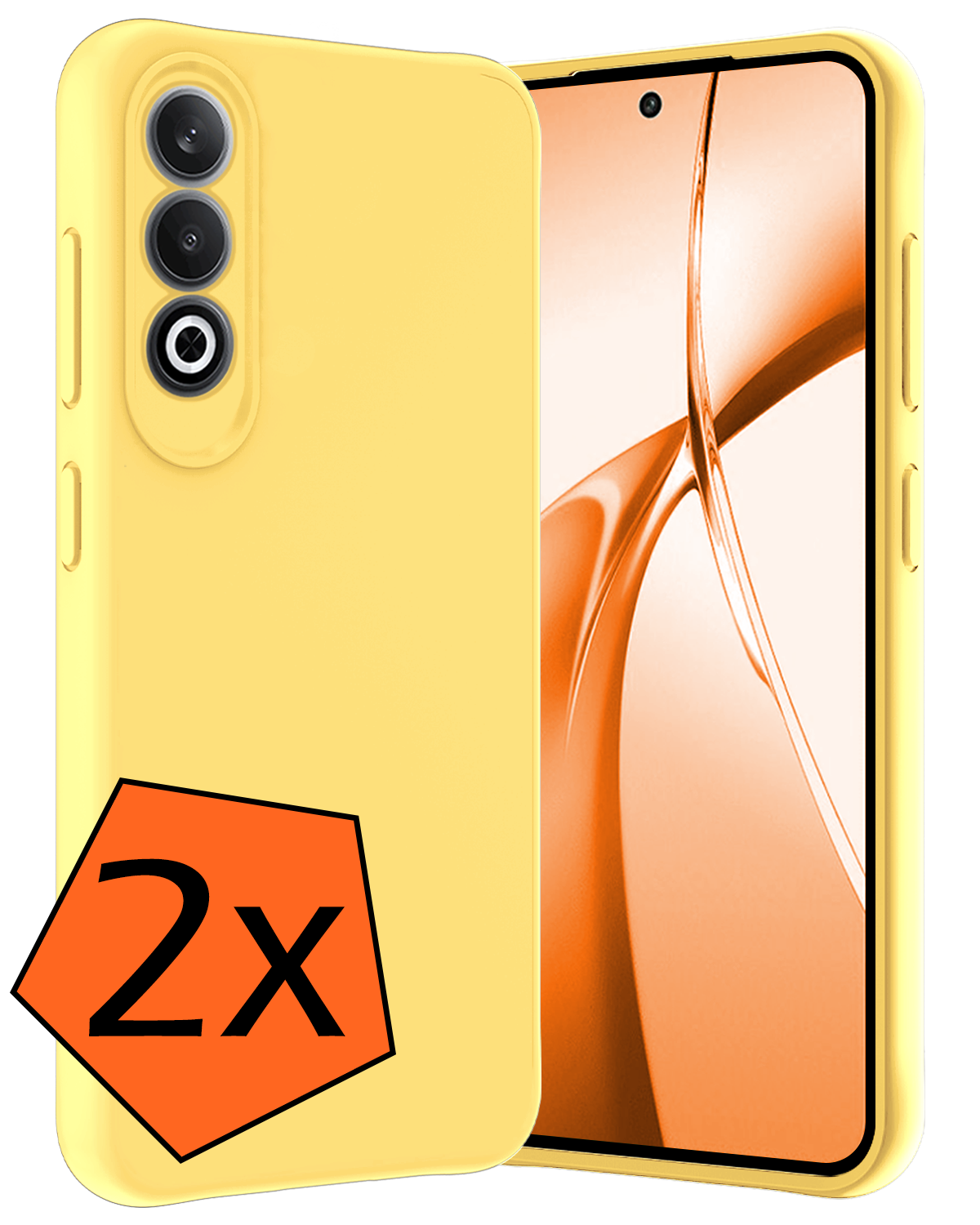 Nomfy Hoesje Geschikt voor OnePlus Nord CE4 Hoesje Siliconen Case Hoes - Hoes Geschikt voor OnePlus Nord CE4 Hoes Cover Case - Geel - 2 PACK