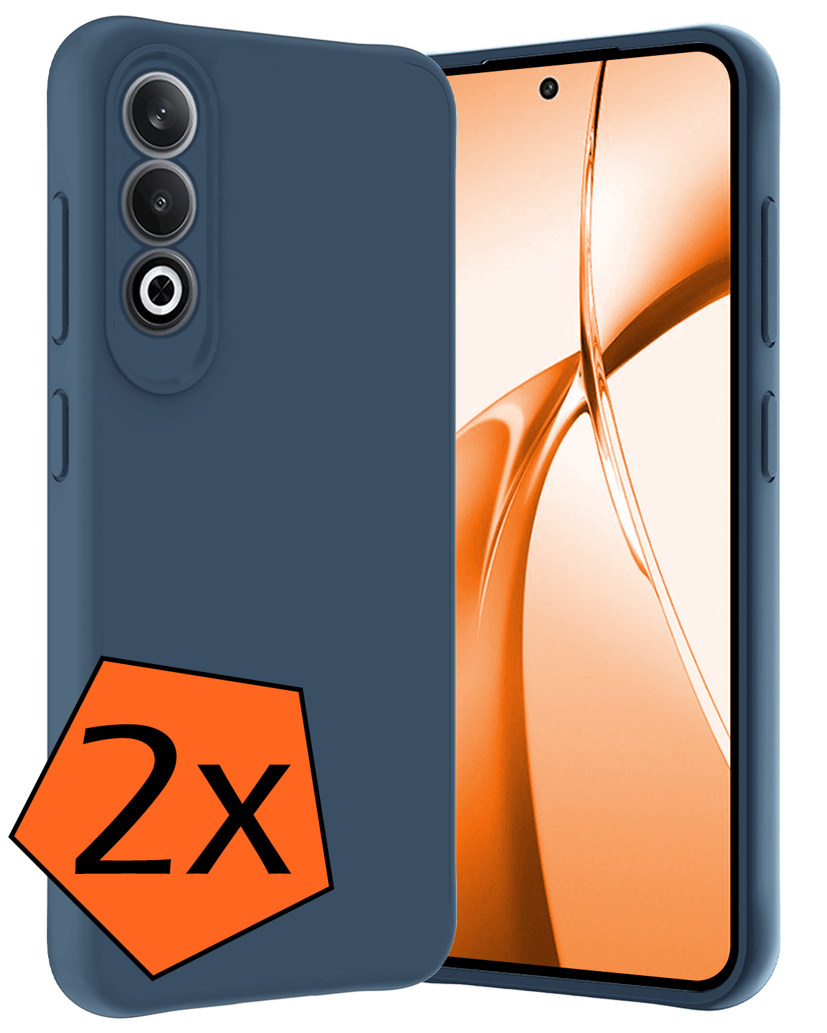 Nomfy Hoesje Geschikt voor OnePlus Nord CE4 Hoesje Siliconen Case Hoes - Hoes Geschikt voor OnePlus Nord CE4 Hoes Cover Case - Donkerblauw - 2 PACK