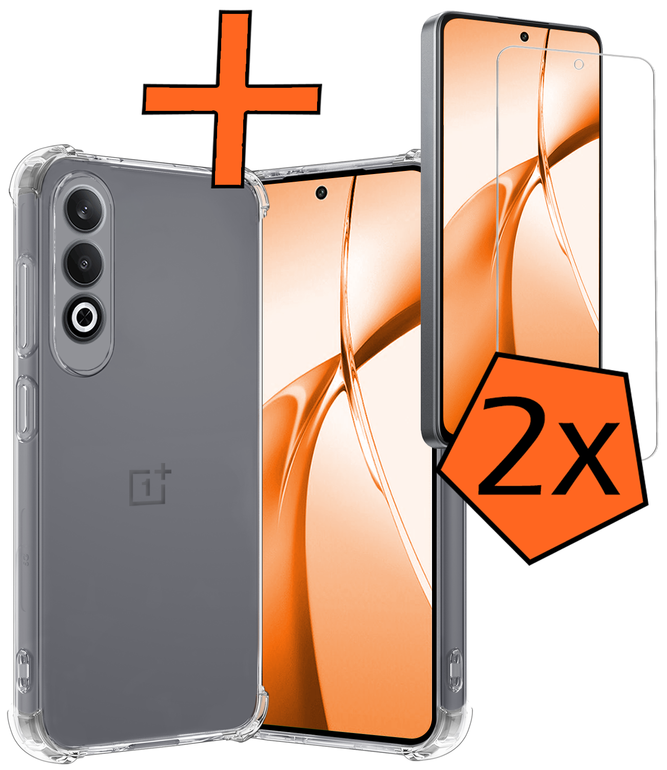 Nomfy Hoesje Geschikt voor OnePlus Nord CE4 Hoesje Siliconen Shock Proof Case Hoes Met 2x Screenprotector - Hoes Geschikt voor OnePlus Nord CE4 Hoes Cover Case Shockproof - Transparant