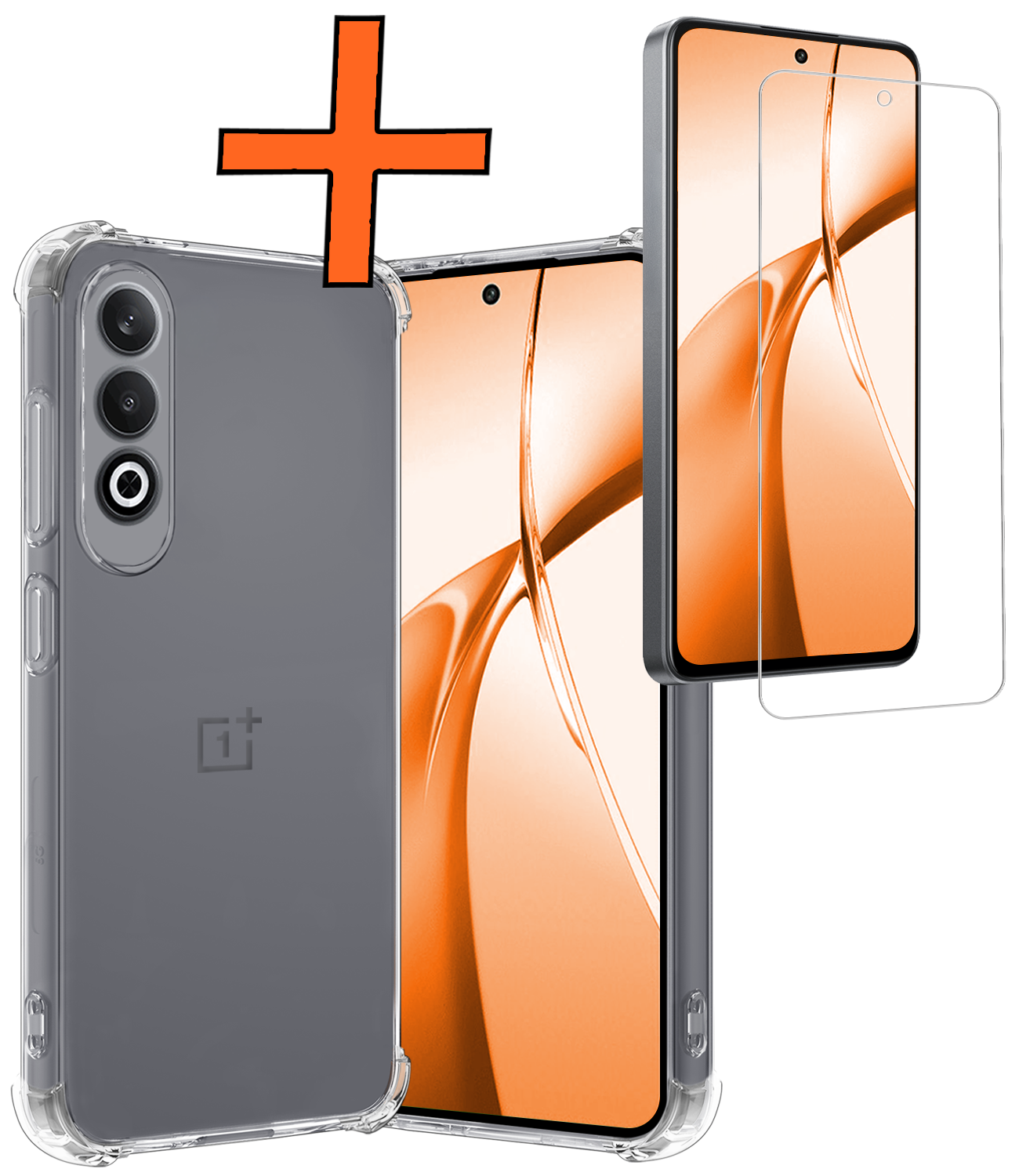 Nomfy Hoesje Geschikt voor OnePlus Nord CE4 Hoesje Siliconen Shock Proof Case Hoes Met Screenprotector - Hoes Geschikt voor OnePlus Nord CE4 Hoes Cover Case Shockproof - Transparant