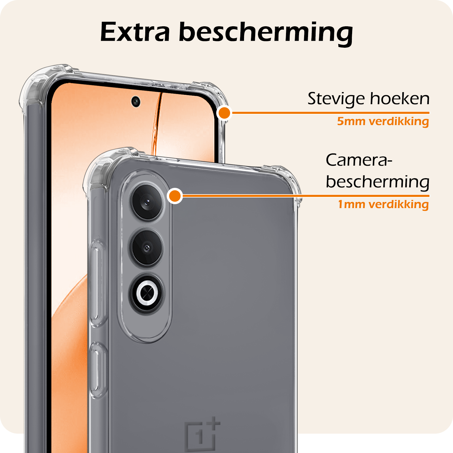 Nomfy Hoesje Geschikt voor OnePlus Nord CE4 Hoesje Siliconen Shock Proof Case Hoes Met Screenprotector - Hoes Geschikt voor OnePlus Nord CE4 Hoes Cover Case Shockproof - Transparant