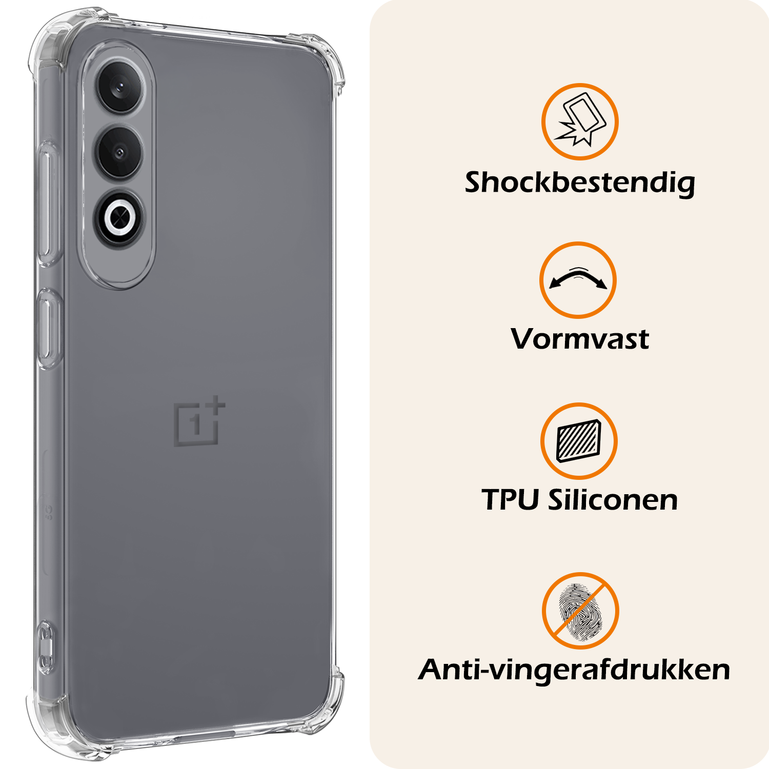 Nomfy Hoesje Geschikt voor OnePlus Nord CE4 Hoesje Siliconen Shock Proof Case Hoes - Hoes Geschikt voor OnePlus Nord CE4 Hoes Cover Case Shockproof - Transparant