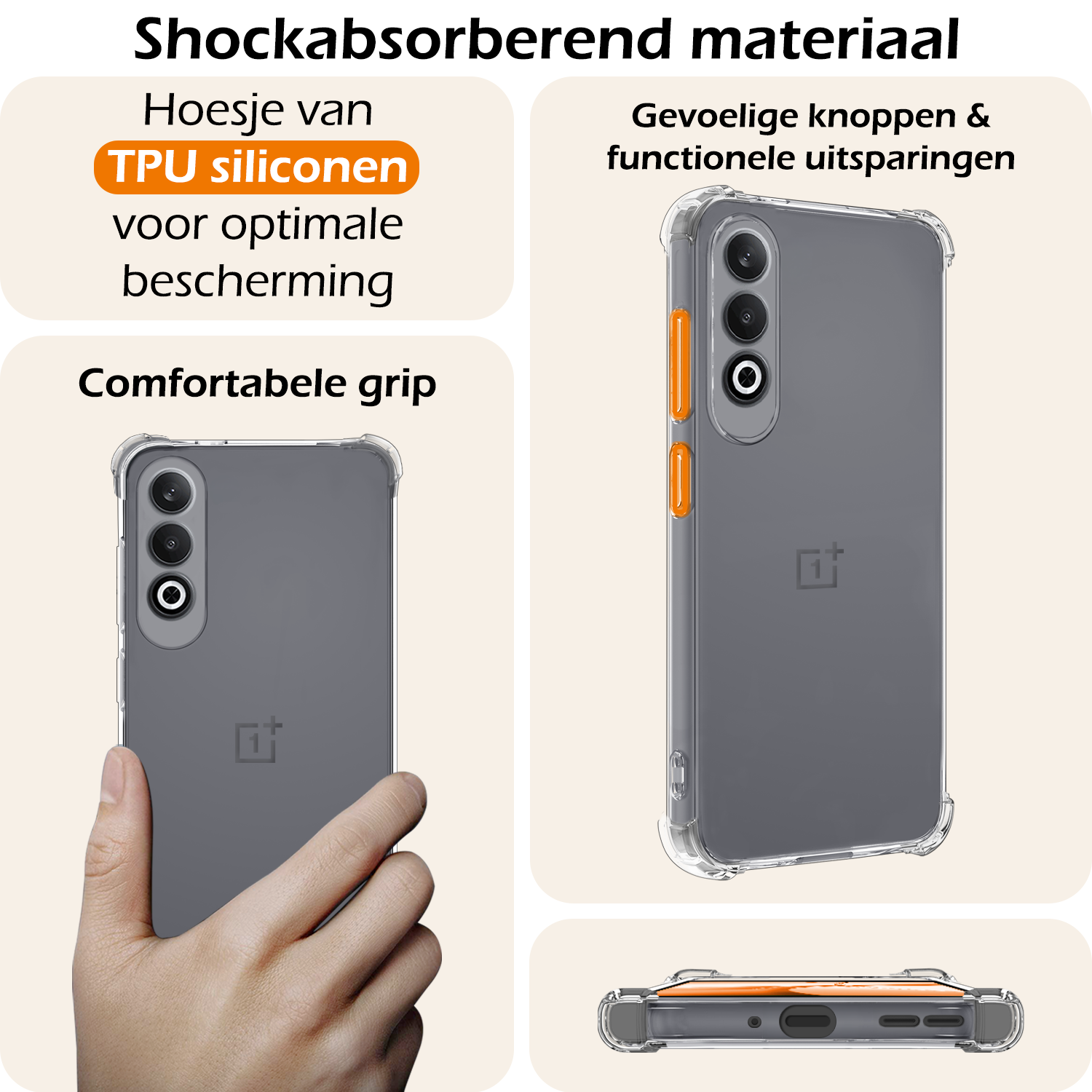 Nomfy Hoesje Geschikt voor OnePlus Nord CE4 Hoesje Siliconen Shock Proof Case Hoes - Hoes Geschikt voor OnePlus Nord CE4 Hoes Cover Case Shockproof - Transparant