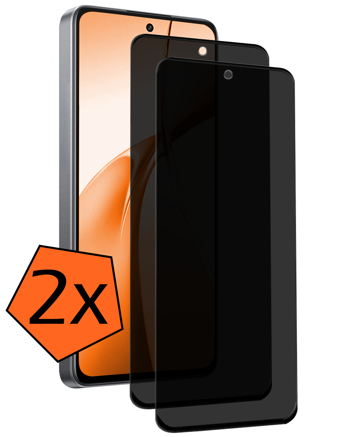 Nomfy Screenprotector Geschikt voor OnePlus Nord CE4 Screenprotector Privacy Glas Gehard Full Cover - Screenprotector Geschikt voor OnePlus Nord CE4 Screenprotector Privacy Tempered Glass - 2 PACK