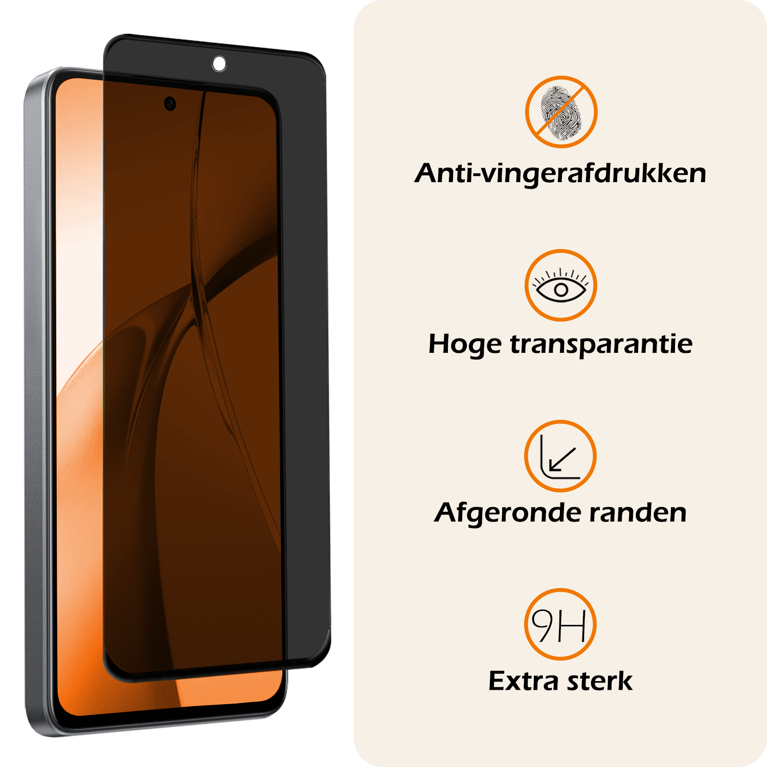 Nomfy Screenprotector Geschikt voor OnePlus Nord CE4 Screenprotector Privacy Glas Gehard Full Cover - Screenprotector Geschikt voor OnePlus Nord CE4 Screenprotector Privacy Tempered Glass - 2 PACK