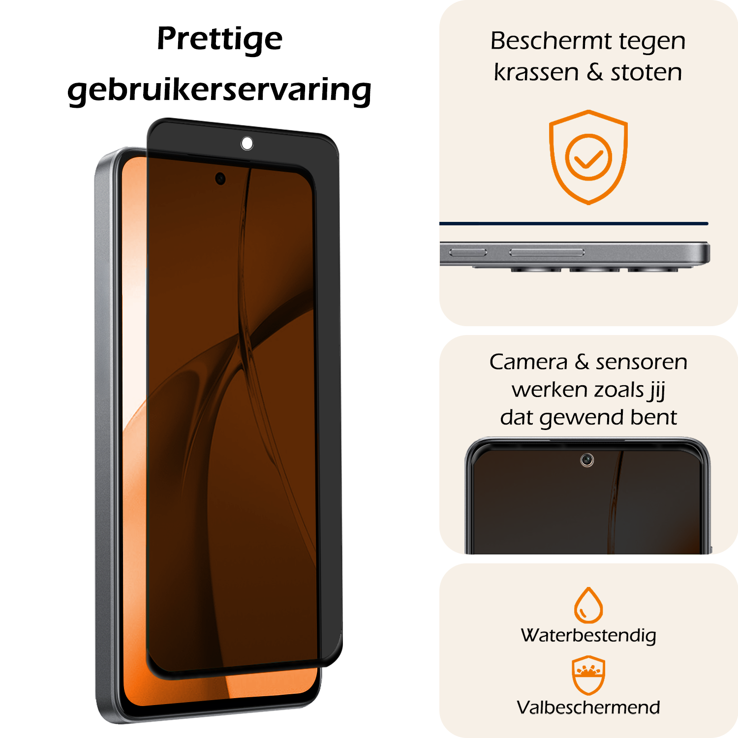 Nomfy Screenprotector Geschikt voor OnePlus Nord CE4 Screenprotector Privacy Glas Gehard Full Cover - Screenprotector Geschikt voor OnePlus Nord CE4 Screenprotector Privacy Tempered Glass - 3 PACK