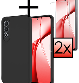 NoXx NoXx OnePlus Nord CE4 Hoesje Siliconen Met 2x Screenprotector - Zwart