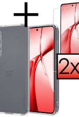 NoXx Hoesje Geschikt voor OnePlus Nord CE4 Hoesje Siliconen Case Hoes Met 2x Screenprotector - Hoes Geschikt voor OnePlus Nord CE4 Hoes Cover Case - Transparant