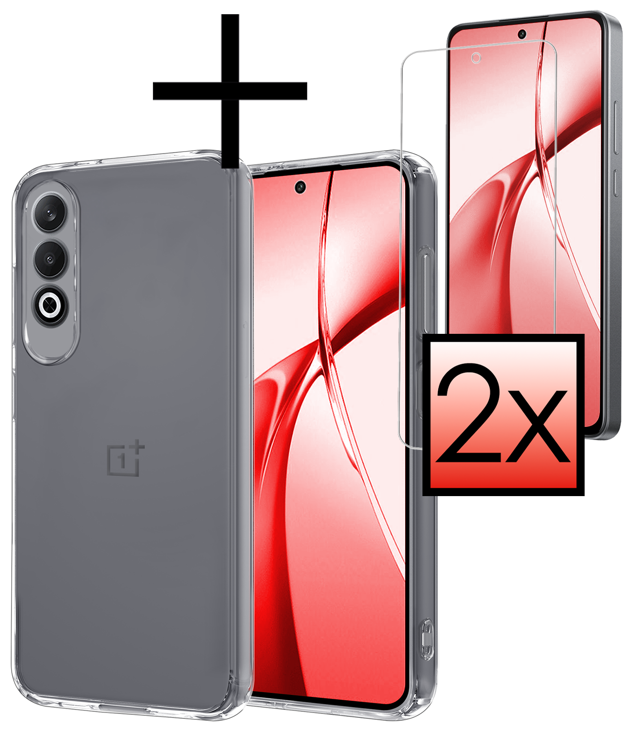 NoXx Hoesje Geschikt voor OnePlus Nord CE4 Hoesje Siliconen Case Hoes Met 2x Screenprotector - Hoes Geschikt voor OnePlus Nord CE4 Hoes Cover Case - Transparant