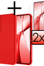NoXx Hoesje Geschikt voor OnePlus Nord CE4 Hoesje Siliconen Case Hoes Met 2x Screenprotector - Hoes Geschikt voor OnePlus Nord CE4 Hoes Cover Case - Rood