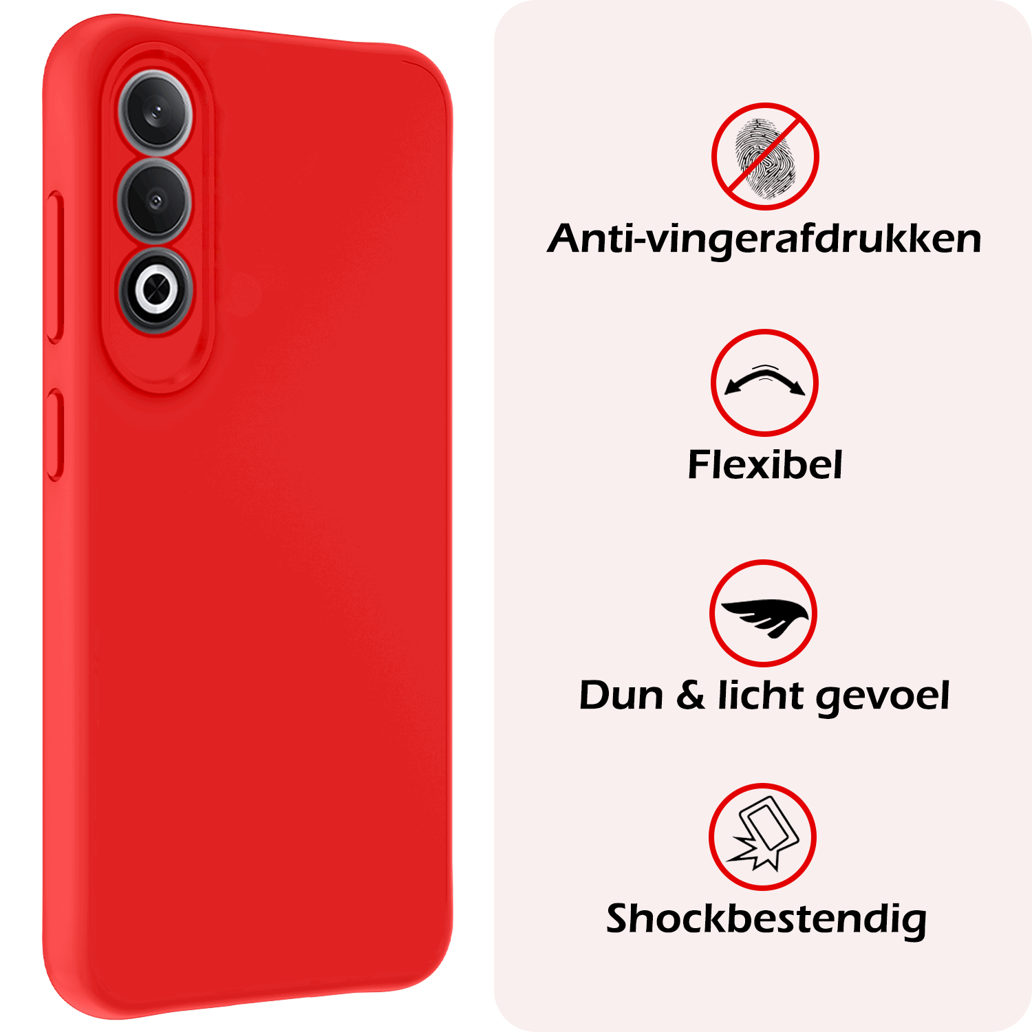 NoXx Hoesje Geschikt voor OnePlus Nord CE4 Hoesje Siliconen Case Hoes Met 2x Screenprotector - Hoes Geschikt voor OnePlus Nord CE4 Hoes Cover Case - Rood
