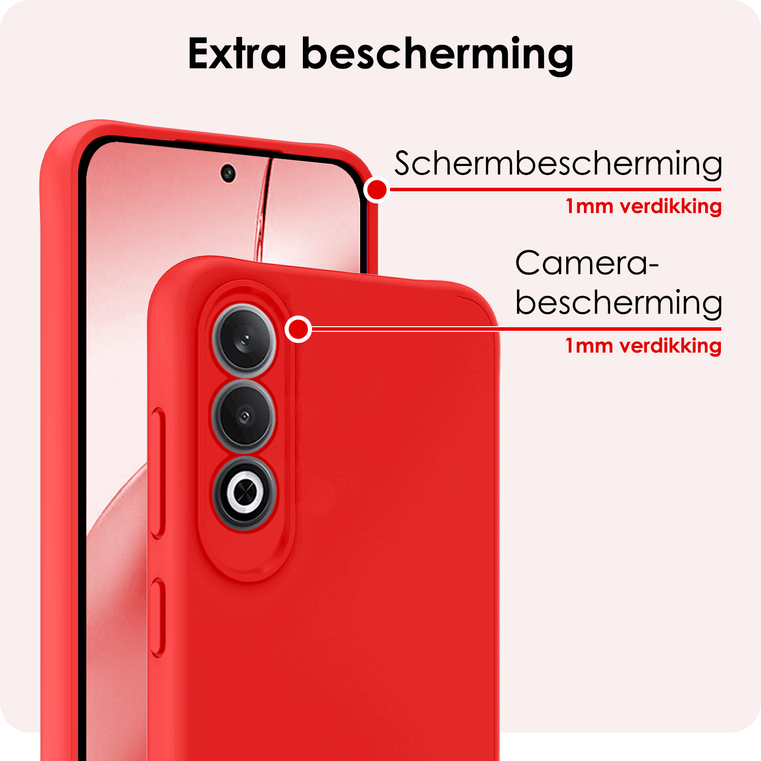 NoXx Hoesje Geschikt voor OnePlus Nord CE4 Hoesje Siliconen Case Hoes Met 2x Screenprotector - Hoes Geschikt voor OnePlus Nord CE4 Hoes Cover Case - Rood