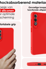 NoXx Hoesje Geschikt voor OnePlus Nord CE4 Hoesje Siliconen Case Hoes Met 2x Screenprotector - Hoes Geschikt voor OnePlus Nord CE4 Hoes Cover Case - Rood