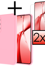 NoXx Hoesje Geschikt voor OnePlus Nord CE4 Hoesje Siliconen Case Hoes Met 2x Screenprotector - Hoes Geschikt voor OnePlus Nord CE4 Hoes Cover Case - Lichtroze