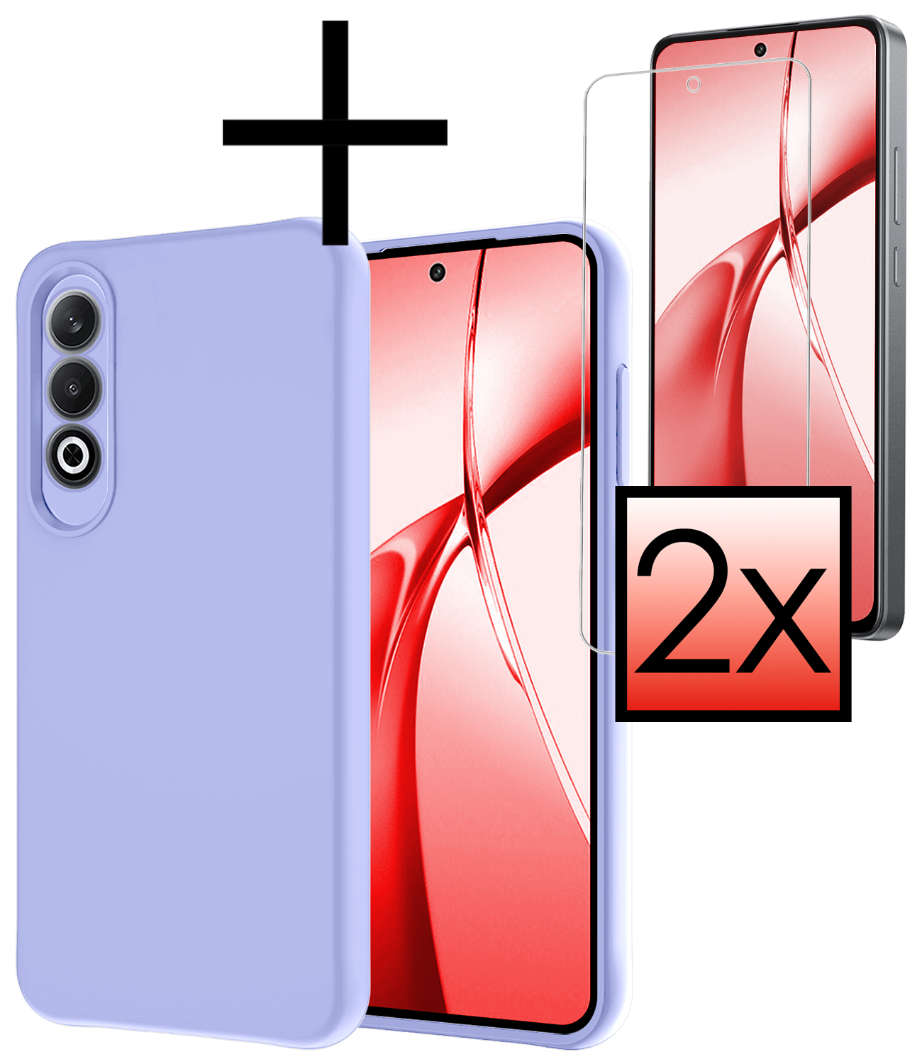 NoXx Hoesje Geschikt voor OnePlus Nord CE4 Hoesje Siliconen Case Hoes Met 2x Screenprotector - Hoes Geschikt voor OnePlus Nord CE4 Hoes Cover Case - Lichtblauw