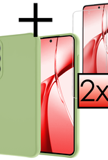 NoXx Hoesje Geschikt voor OnePlus Nord CE4 Hoesje Siliconen Case Hoes Met 2x Screenprotector - Hoes Geschikt voor OnePlus Nord CE4 Hoes Cover Case - Groen