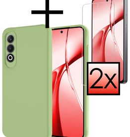 NoXx NoXx OnePlus Nord CE4 Hoesje Siliconen Met 2x Screenprotector - Groen