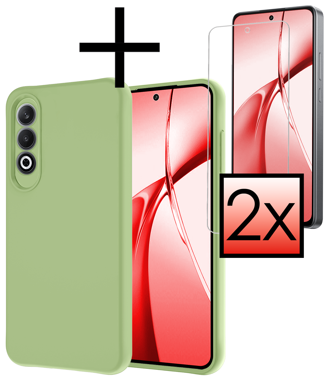 NoXx Hoesje Geschikt voor OnePlus Nord CE4 Hoesje Siliconen Case Hoes Met 2x Screenprotector - Hoes Geschikt voor OnePlus Nord CE4 Hoes Cover Case - Groen