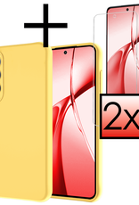 NoXx Hoesje Geschikt voor OnePlus Nord CE4 Hoesje Siliconen Case Hoes Met 2x Screenprotector - Hoes Geschikt voor OnePlus Nord CE4 Hoes Cover Case - Geel