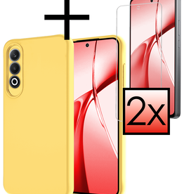 NoXx NoXx OnePlus Nord CE4 Hoesje Siliconen Met 2x Screenprotector - Geel