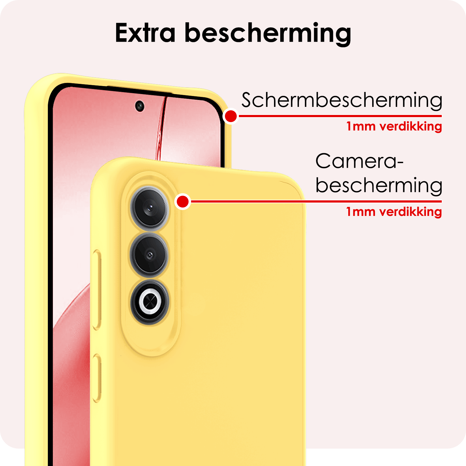 NoXx Hoesje Geschikt voor OnePlus Nord CE4 Hoesje Siliconen Case Hoes Met 2x Screenprotector - Hoes Geschikt voor OnePlus Nord CE4 Hoes Cover Case - Geel