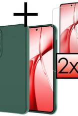 NoXx Hoesje Geschikt voor OnePlus Nord CE4 Hoesje Siliconen Case Hoes Met 2x Screenprotector - Hoes Geschikt voor OnePlus Nord CE4 Hoes Cover Case - Donkergroen