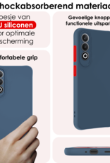 NoXx Hoesje Geschikt voor OnePlus Nord CE4 Hoesje Siliconen Case Hoes Met 2x Screenprotector - Hoes Geschikt voor OnePlus Nord CE4 Hoes Cover Case - Donkerblauw
