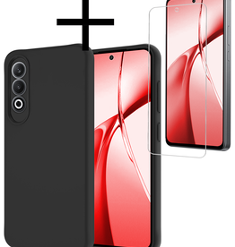NoXx NoXx OnePlus Nord CE4 Hoesje Siliconen Met Screenprotector - Zwart