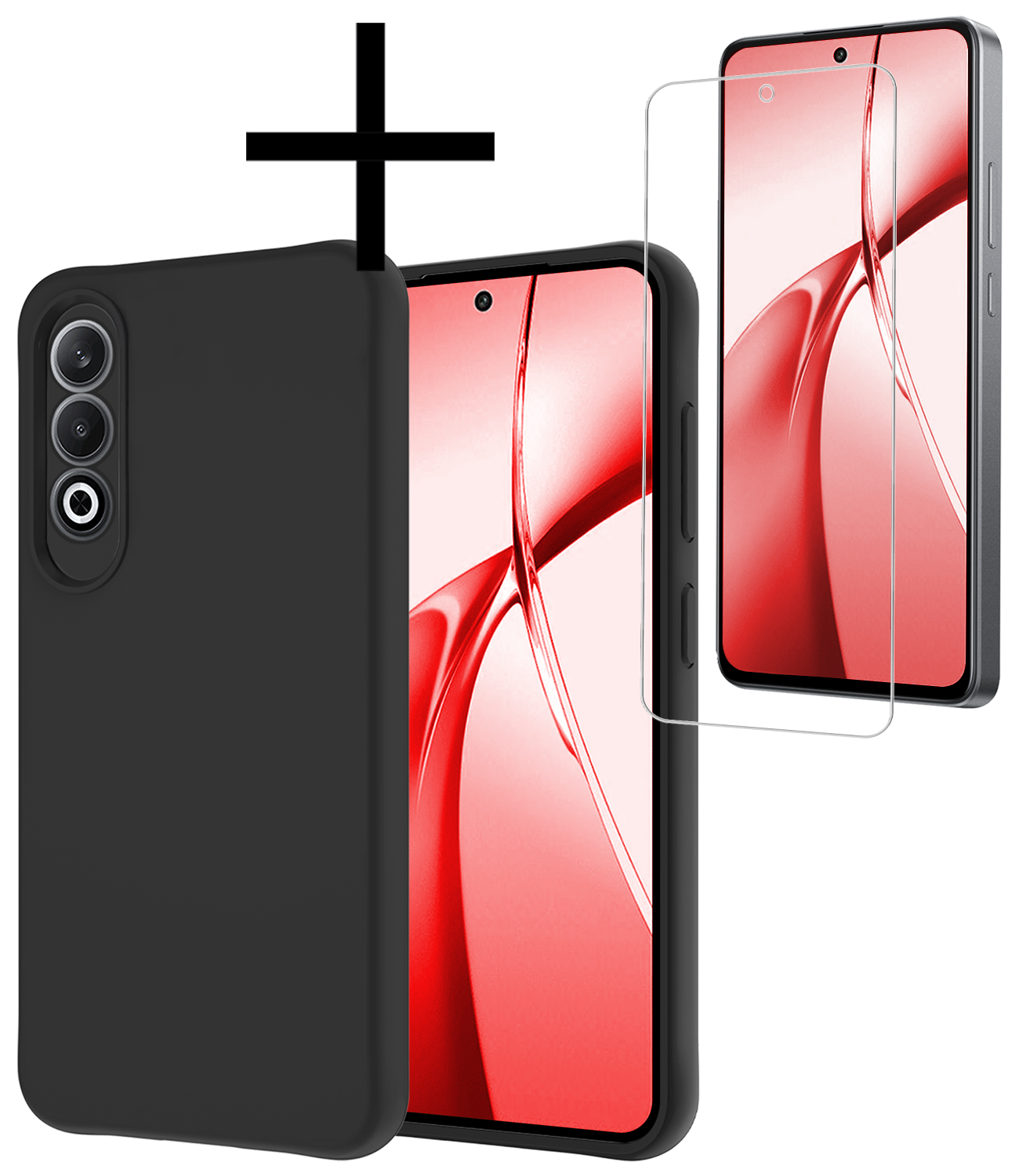 NoXx Hoesje Geschikt voor OnePlus Nord CE4 Hoesje Siliconen Case Hoes Met Screenprotector - Hoes Geschikt voor OnePlus Nord CE4 Hoes Cover Case - Zwart