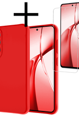 NoXx Hoesje Geschikt voor OnePlus Nord CE4 Hoesje Siliconen Case Hoes Met Screenprotector - Hoes Geschikt voor OnePlus Nord CE4 Hoes Cover Case - Rood