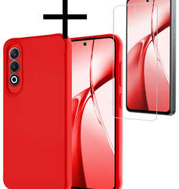 NoXx NoXx OnePlus Nord CE4 Hoesje Siliconen Met Screenprotector - Rood