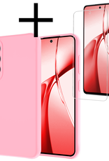 NoXx Hoesje Geschikt voor OnePlus Nord CE4 Hoesje Siliconen Case Hoes Met Screenprotector - Hoes Geschikt voor OnePlus Nord CE4 Hoes Cover Case - Lichtroze