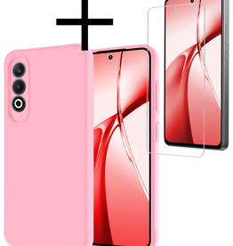 NoXx NoXx OnePlus Nord CE4 Hoesje Siliconen Met Screenprotector - Lichtroze