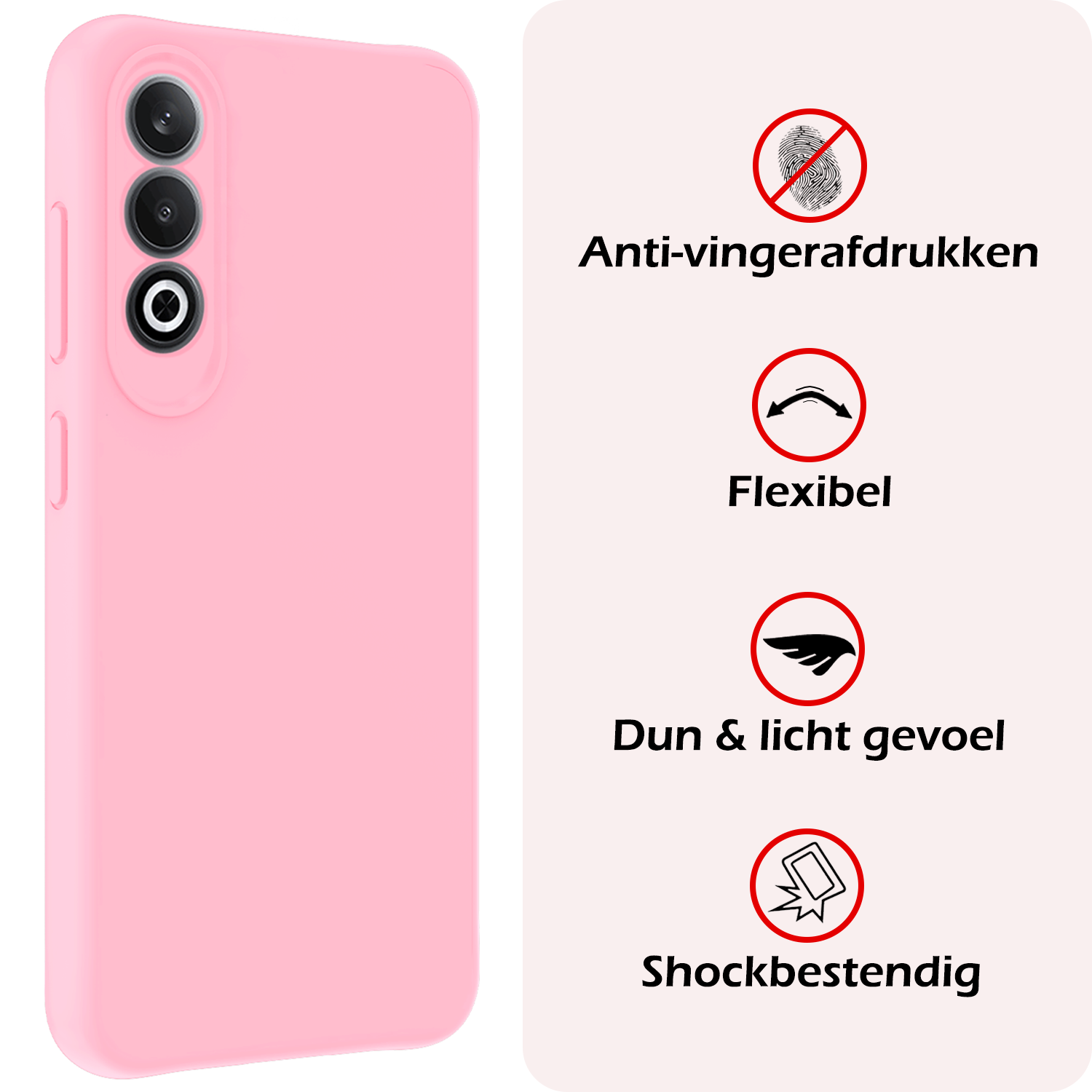 NoXx Hoesje Geschikt voor OnePlus Nord CE4 Hoesje Siliconen Case Hoes Met Screenprotector - Hoes Geschikt voor OnePlus Nord CE4 Hoes Cover Case - Lichtroze
