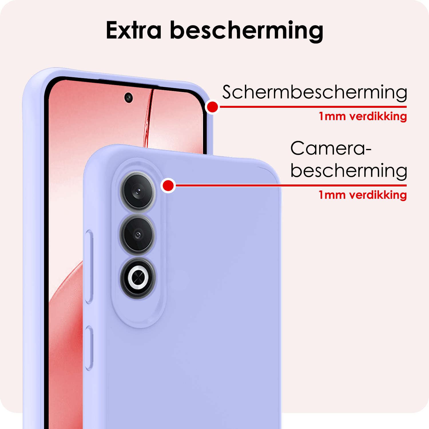 NoXx Hoesje Geschikt voor OnePlus Nord CE4 Hoesje Siliconen Case Hoes Met Screenprotector - Hoes Geschikt voor OnePlus Nord CE4 Hoes Cover Case - Lichtblauw