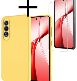 NoXx NoXx OnePlus Nord CE4 Hoesje Siliconen Met Screenprotector - Geel