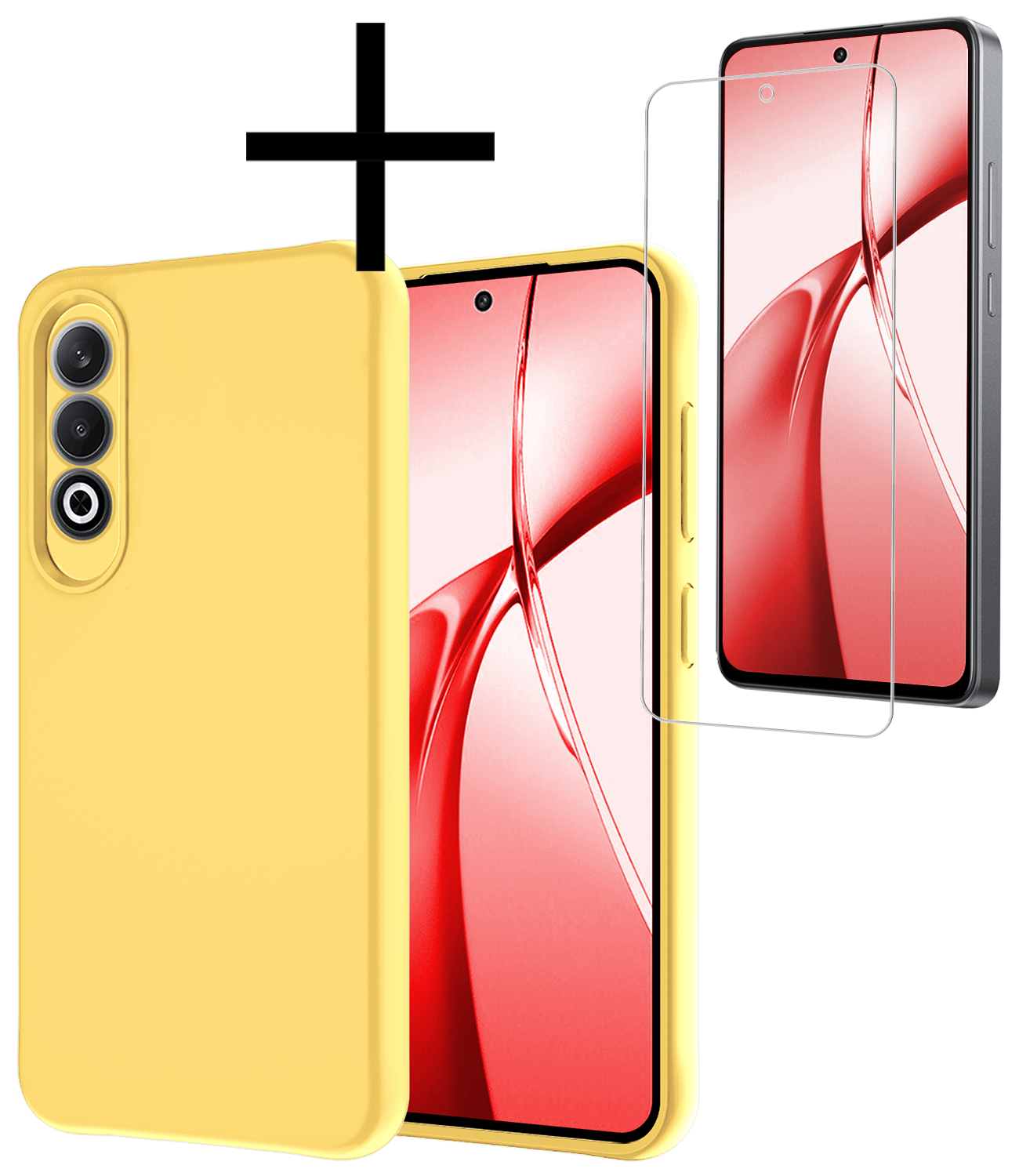 NoXx Hoesje Geschikt voor OnePlus Nord CE4 Hoesje Siliconen Case Hoes Met Screenprotector - Hoes Geschikt voor OnePlus Nord CE4 Hoes Cover Case - Geel