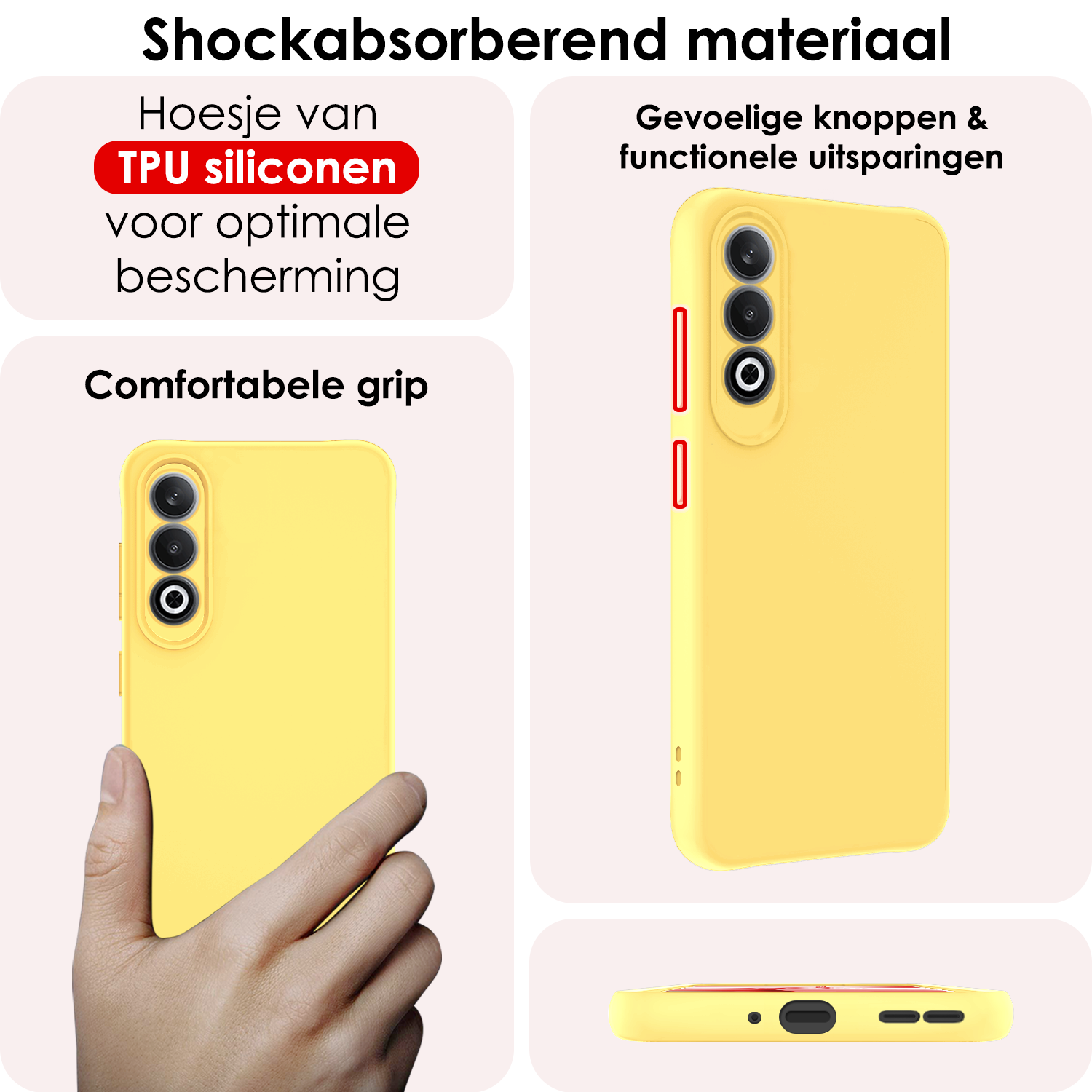 NoXx Hoesje Geschikt voor OnePlus Nord CE4 Hoesje Siliconen Case Hoes Met Screenprotector - Hoes Geschikt voor OnePlus Nord CE4 Hoes Cover Case - Geel