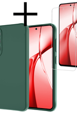NoXx Hoesje Geschikt voor OnePlus Nord CE4 Hoesje Siliconen Case Hoes Met Screenprotector - Hoes Geschikt voor OnePlus Nord CE4 Hoes Cover Case - Donkergroen