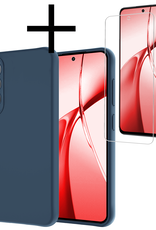 NoXx Hoesje Geschikt voor OnePlus Nord CE4 Hoesje Siliconen Case Hoes Met Screenprotector - Hoes Geschikt voor OnePlus Nord CE4 Hoes Cover Case - Donkerblauw