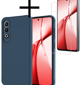 NoXx NoXx OnePlus Nord CE4 Hoesje Siliconen Met Screenprotector - Donkerblauw