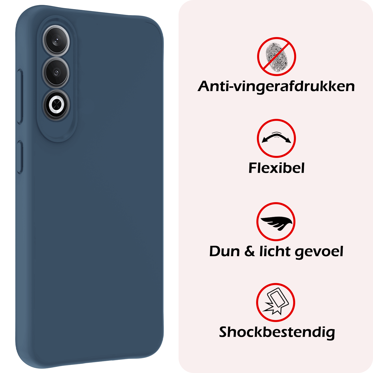 NoXx Hoesje Geschikt voor OnePlus Nord CE4 Hoesje Siliconen Case Hoes Met Screenprotector - Hoes Geschikt voor OnePlus Nord CE4 Hoes Cover Case - Donkerblauw