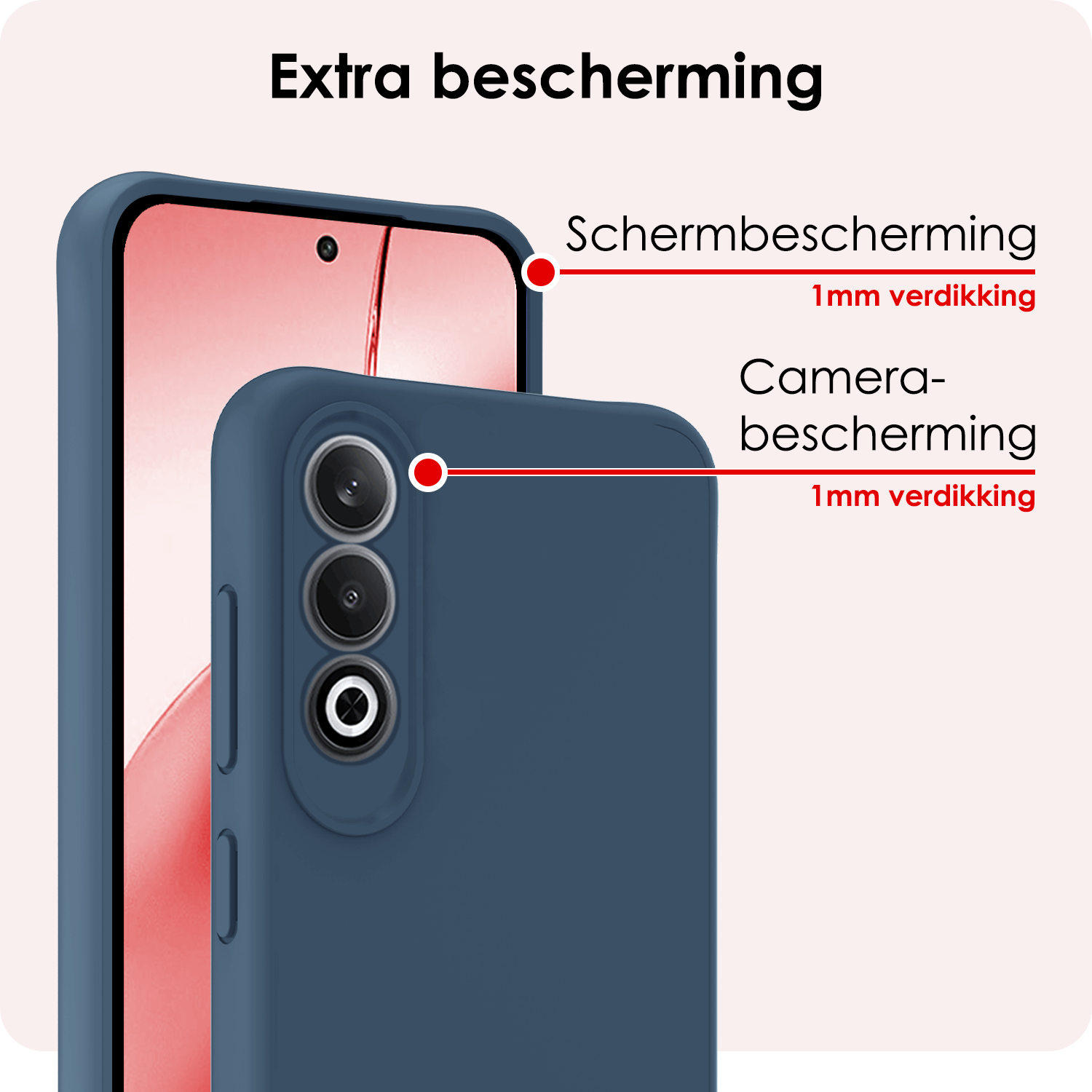 NoXx Hoesje Geschikt voor OnePlus Nord CE4 Hoesje Siliconen Case Hoes Met Screenprotector - Hoes Geschikt voor OnePlus Nord CE4 Hoes Cover Case - Donkerblauw