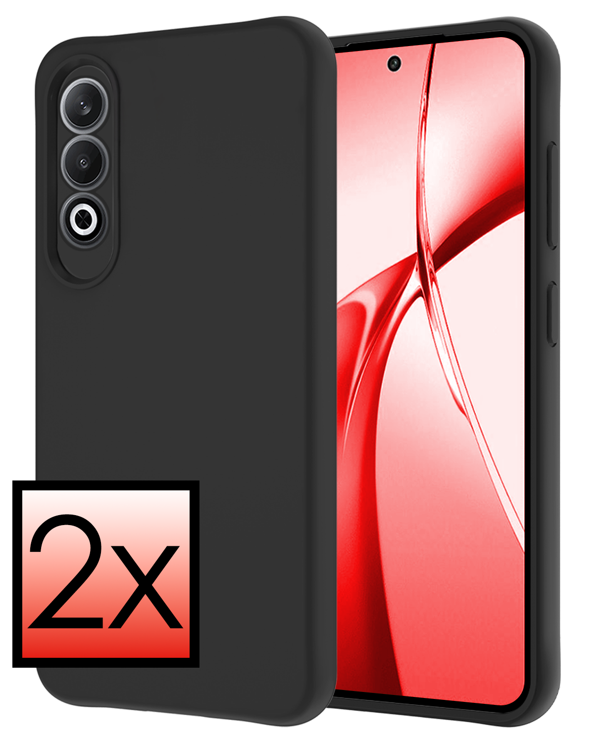 NoXx Hoesje Geschikt voor OnePlus Nord CE4 Hoesje Siliconen Case Hoes - Hoes Geschikt voor OnePlus Nord CE4 Hoes Cover Case - Zwart - 2 PACK