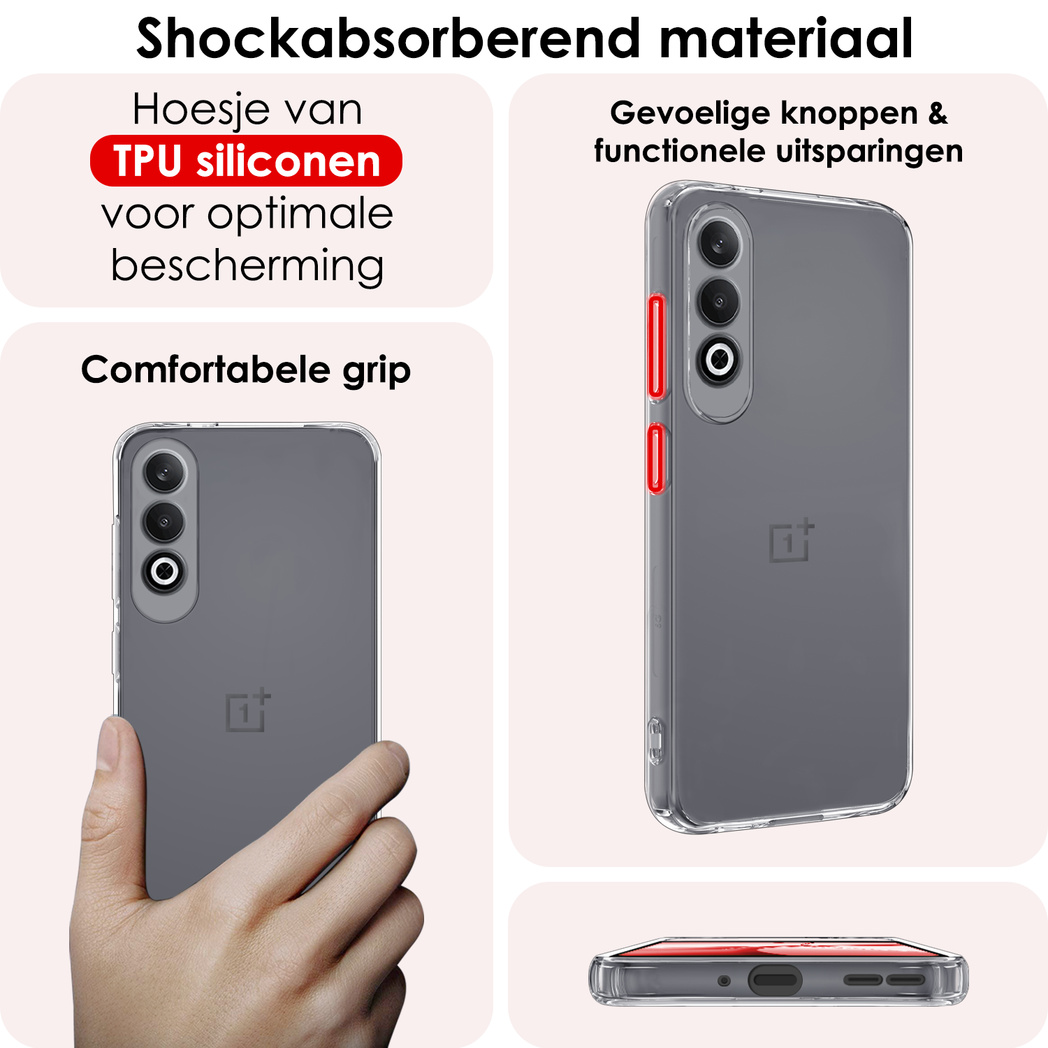 NoXx Hoesje Geschikt voor OnePlus Nord CE4 Hoesje Siliconen Case Hoes - Hoes Geschikt voor OnePlus Nord CE4 Hoes Cover Case - Transparant - 2 PACK